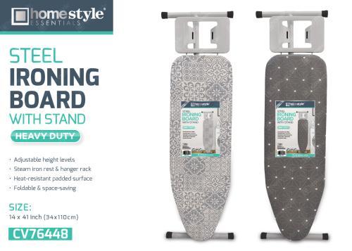 IRONING BOARD W/IRONSTAND 14"x44" STEEL