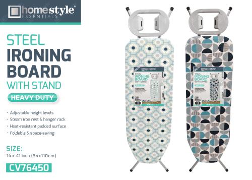 IRONING BOARD W/IRONSTAND 15"x47" STEEL