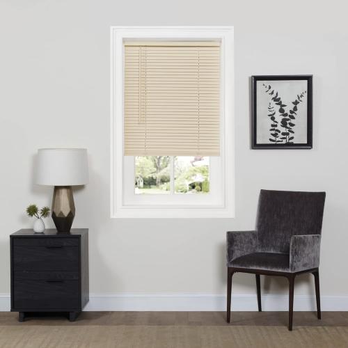 Deluxe Sundown Alabaster Cordless Vinyl Mini Blind – 36" W x 64" L