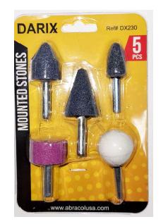 5PC MOUNTED STONE 1/4' SHANK