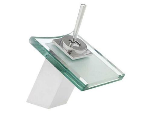 FAUCET GLASS WATERFALL BASIN B.NICKEL