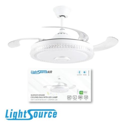 CEILING FAN 42" LED WHITE FINISH DECORATIVE 30W