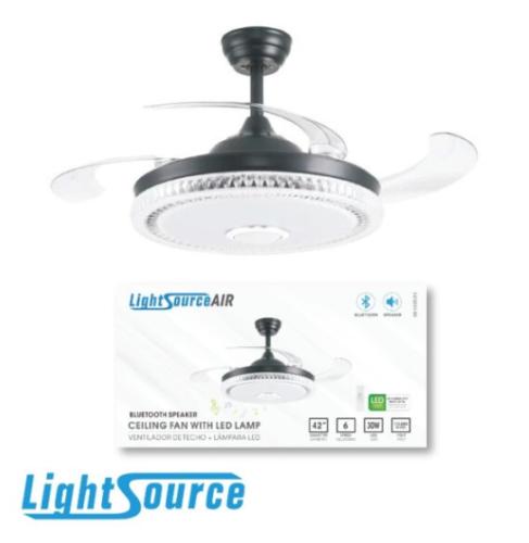 CEILING FAN 42" LED BLK FINISH RETACTABLE DECORATIVE 27W