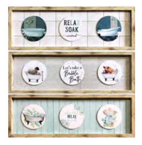 HOME DECOR PANEL SMALL FRAMED ART PLAQUES - BATH 8" x 24"
