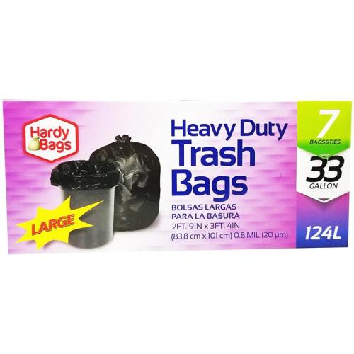 Heavy Duty Trash Bags, 33 Gal, 7 Count