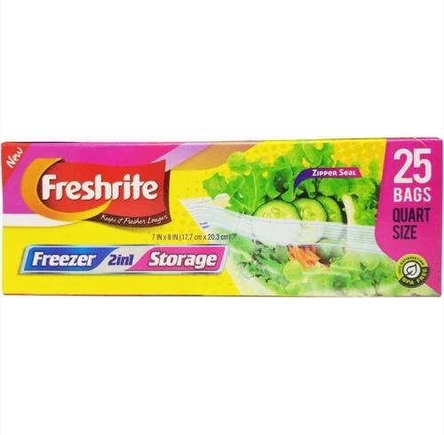 FREEZER BAGS QUART ZIPPER 25CT