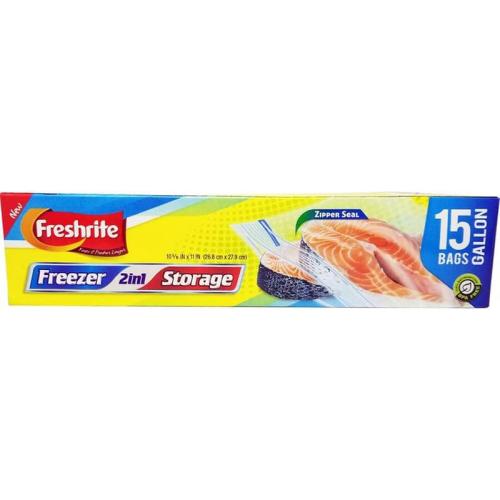 FREEZER BAG ONE GALLON ZIPPER 15CT