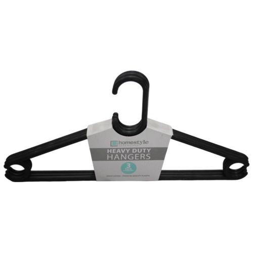 3-Pack Heavy Duty Black Plastic Hangers