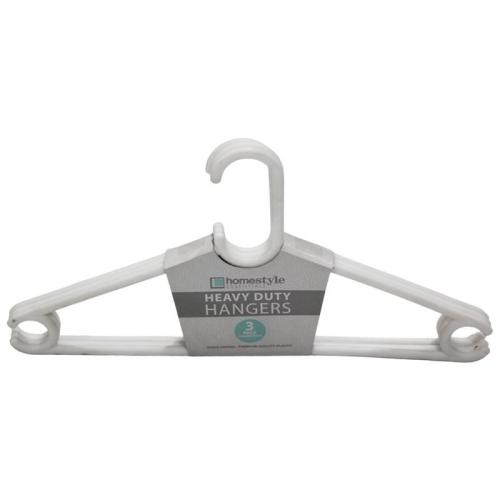 3 Pack Heavy Duty White Plastic Hangers