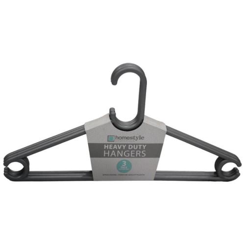 3-Pack Heavy-Duty Grey Plastic Hangers