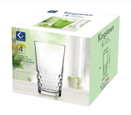 4 Piece Kingstown Glass Tumbler Set, 330 ML