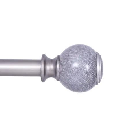 CURTAIN RODS 36-66 NOAH GREY MARBLE 1 PEWTER