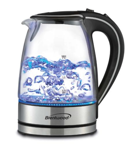 KETTLE BLK 50OZ GLASS ELEC CORDLESS