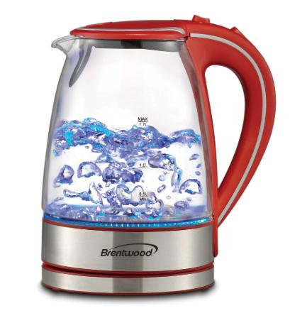 KETTLE 50OZ GLASS ELEC CORDLESS W/LED LITE BRENTWOOD