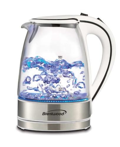 KETTLE WHT 50OZ GLASS ELEC CORDLESS BRENTWOOD