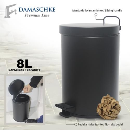 8L Black Stainless Steel Trash Can