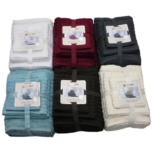 BATH TOWEL SET 6PK ASST