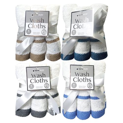 WASH CLOTH 6PK 12" X 12"