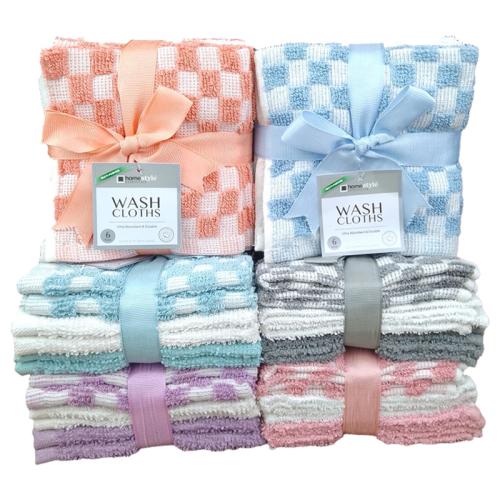 WASH CLOTH 6PK 12" X 12"