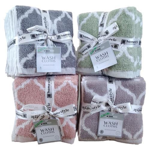 WASH CLOTH JACQUARD 6PK