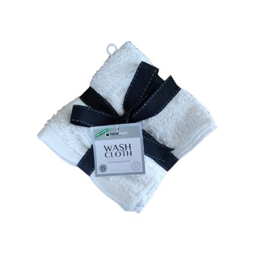 WASH CLOTH WHITE 15PK