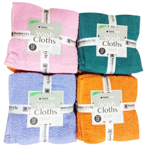 WASH CLOTH BRIGHT 12X12 12PK
