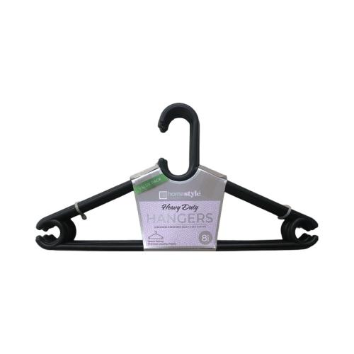 HANGER BLACK PLASTIC CLOTHES 8PK