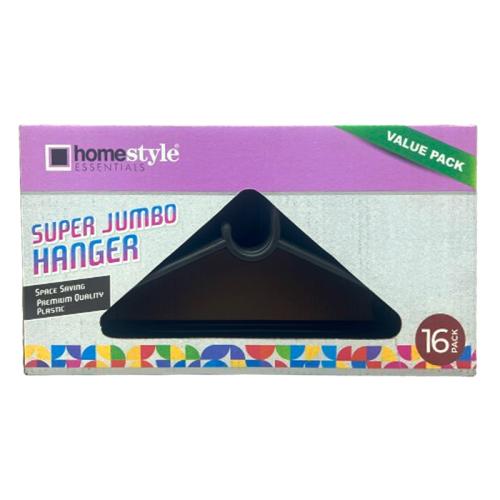 HANGERS PLASTIC BLACK 16PK IN BOX