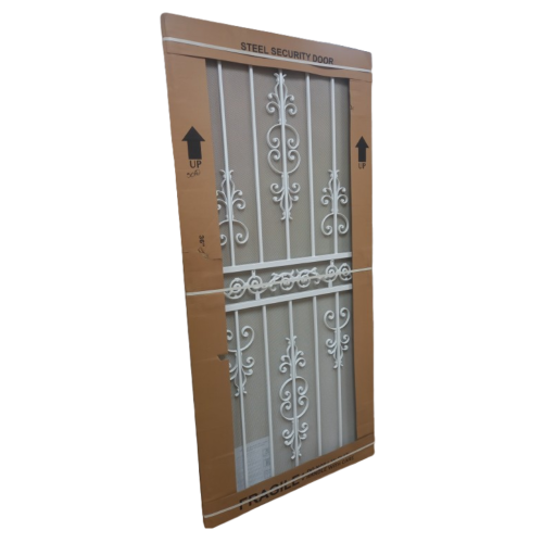 DOOR 36" SCREEN FLEUR-DE-LIS WHITE DOOR