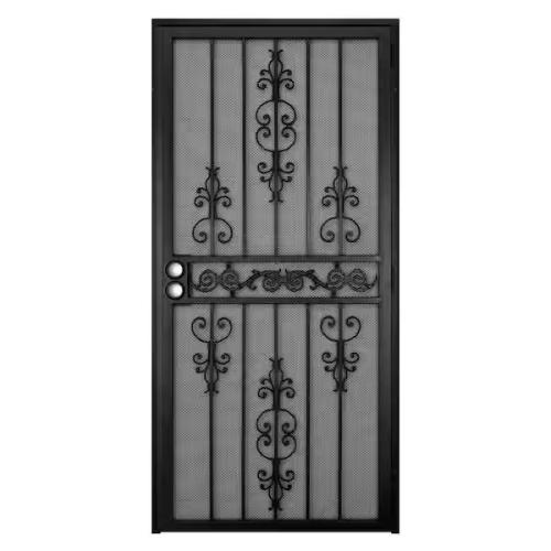 DOOR 36" SCREEN FLEUR-DE-LIS BLACK DOOR