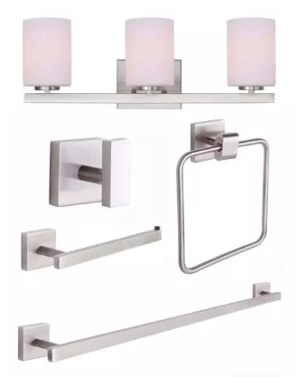 BATH COLLECTION B.NICKEL: HOOKS  HOLDER  VANITY LIGHT  ETC