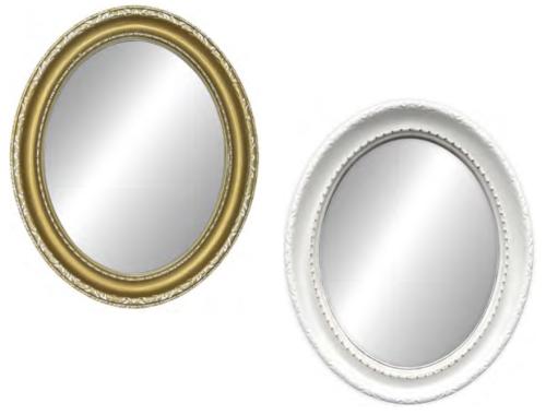 Oval Retro Mirror In Gold/White (Assorted)