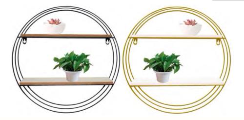 3 Tier Round Shelf, Black/Gold (Assorted)