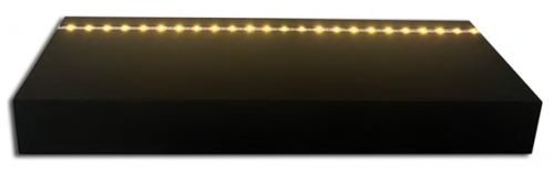 Black MDF Floating Shelf With White LED Strip, 24"X2"X6"