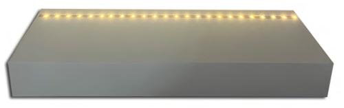 White MDF Floating Shelf With White LED Strip, 24"X2"X6"