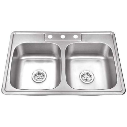 KITCHEN SINK 6" 3HOLE DOUBLE T33226