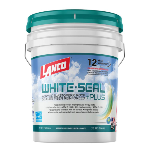 Lanco White Seal Acrylic Elastomeric Roof Sealer, 5 GAL