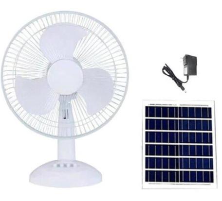 16'' White Solar Table Fan