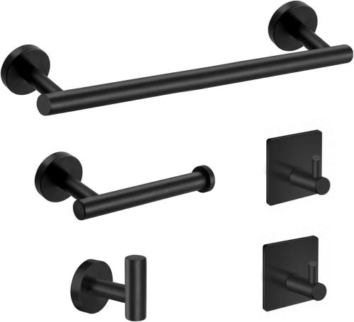 BATHROOM HARDWARE SET MATTE BLK 5PC