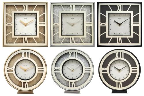 8'' Glittered Mirrored Table Clock, Assorted