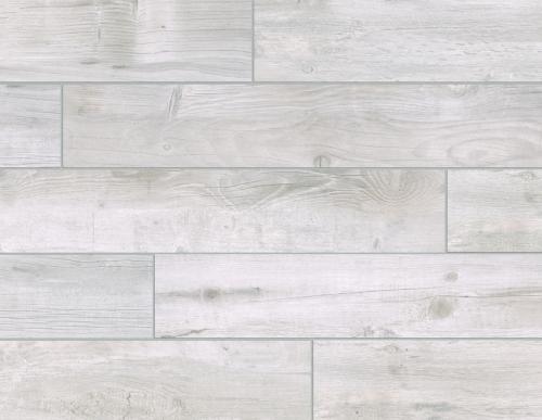 Bryson Valley Coastal Beach Wood White 8" x 48" Matte Porcelain Tile, 6 Pieces