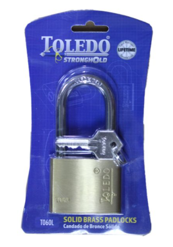 Toledo 60 MM Brass Shackle Padlock, LG
