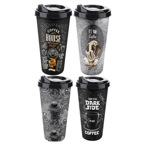 COFFEE CUP W/ LID PLASTIC 22OZ