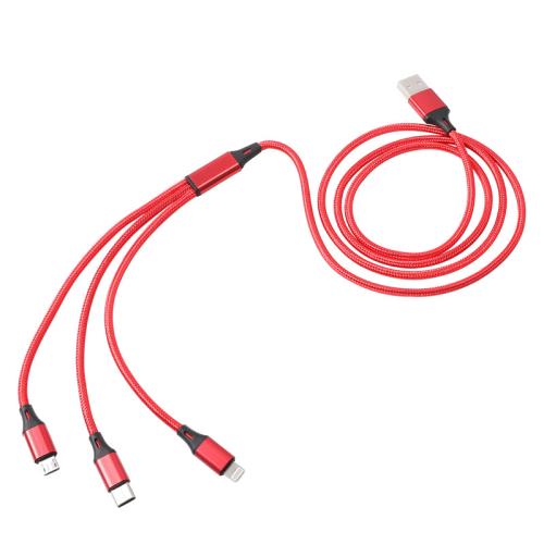 10ft 3-in-1 Braided Charging Cable - Red