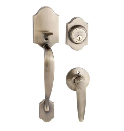 Toledo Cordoba Single Cylinder Antique Brass Door Handleset