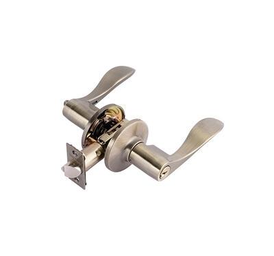 Toledo Distressed Antique Brass Keyed Entry Door Handle Set