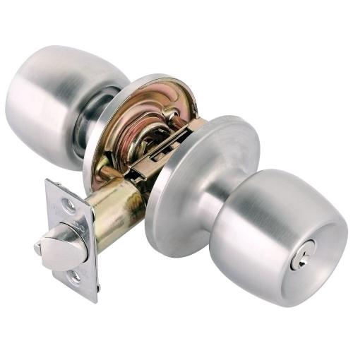 Toledo Malaga Round Knob Exterior Lock, Satin Stainless Steel