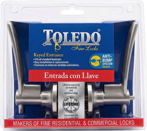 Toledo Exterior Lever Set, Satin Nickel