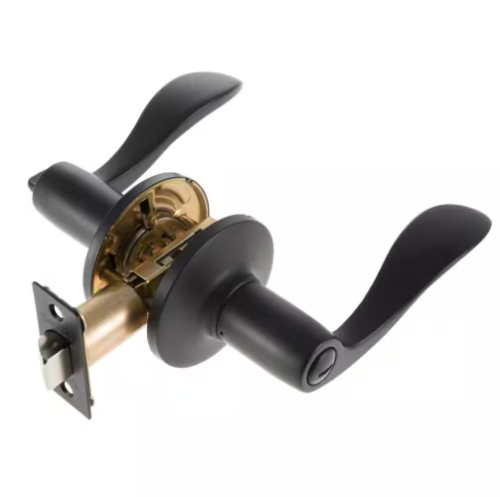 Toledo Iron Black Privacy Bed/Bath Door Handle Set