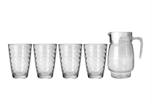 PITCHER GLASS 5PC 1 PITCHER 4 TUMBLERS